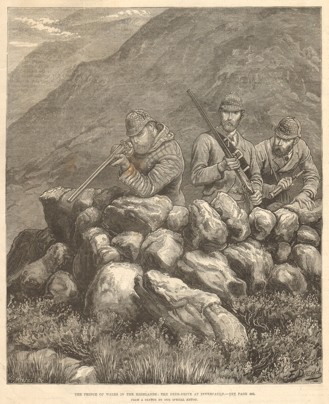 Prince of Wales (Edward VII). Deer-drive, Invercauld, Scottish Highlands 1880